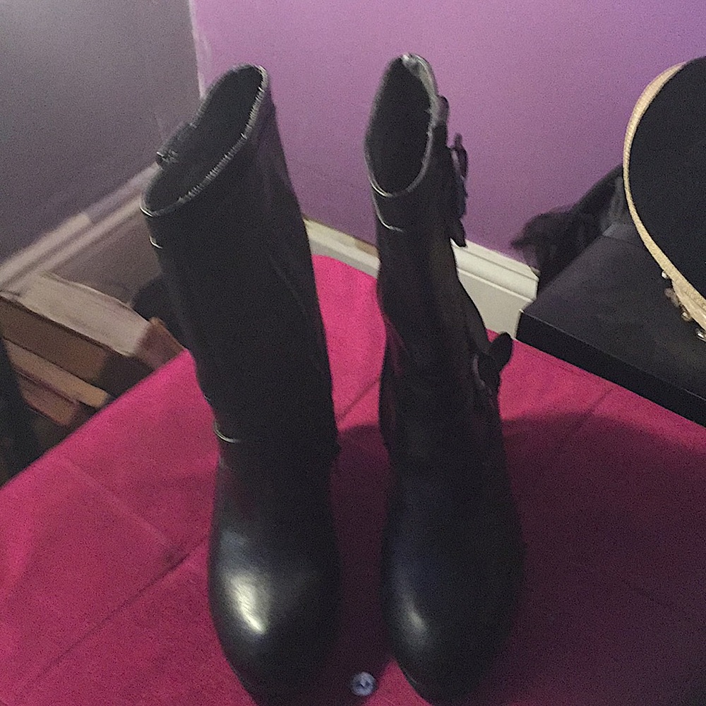 Black leather boots